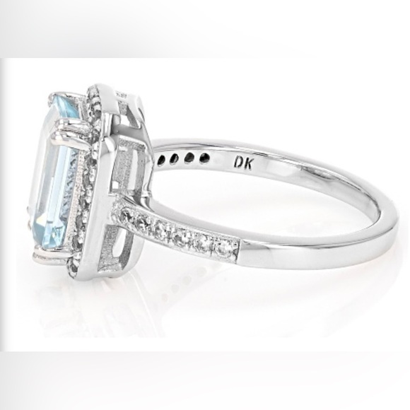 GORGEOUS Genuine Aquamarine Platinum Over 925 Ring 2.97ctw. All March Babies! - Picture 5 of 6